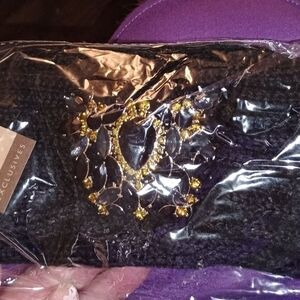 Gray Knit Headband with Jewel Accents